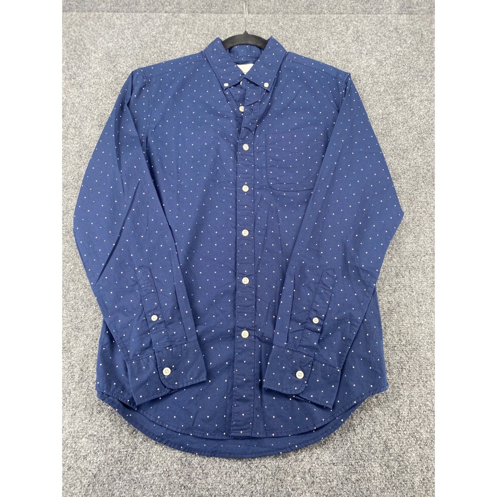 American Eagle Polka Dot Button Down Shirt Mens Small Navy Blue Long Sleeve L/S
